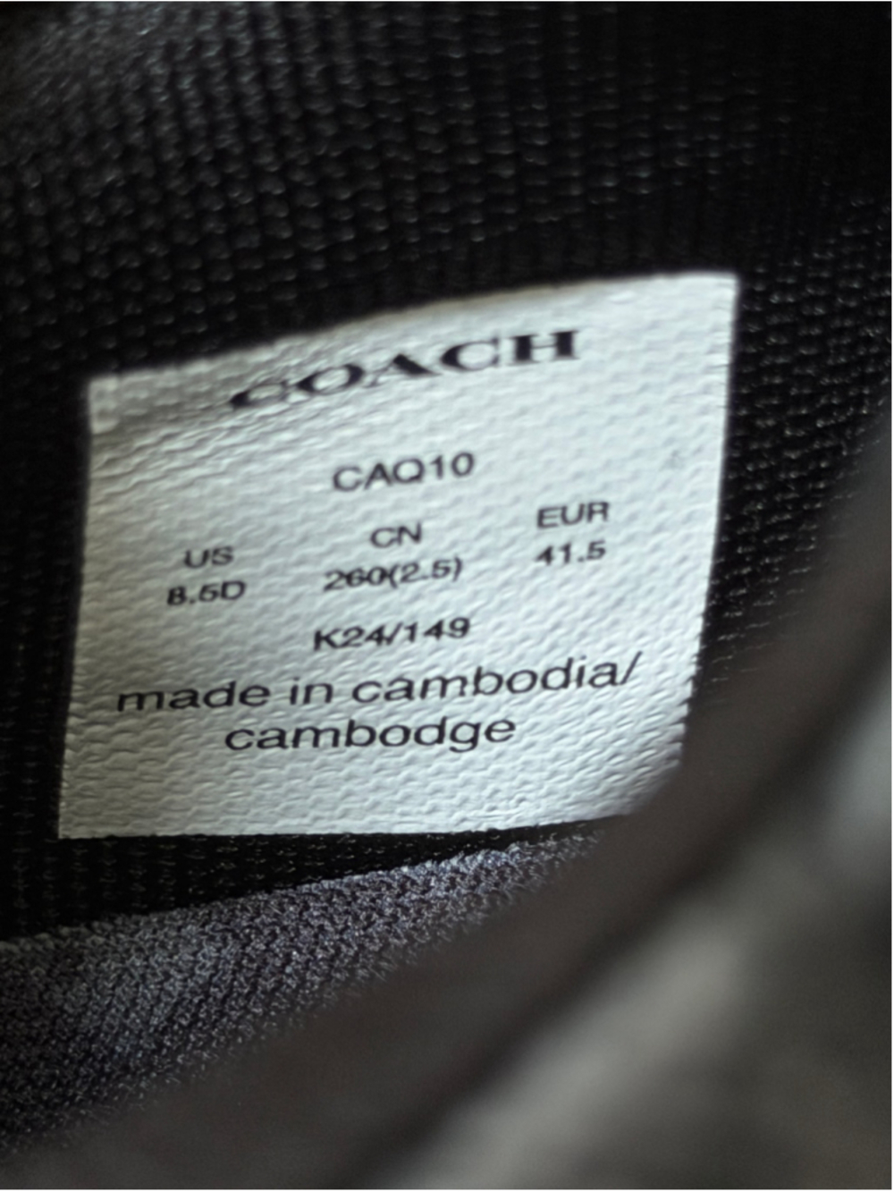 Coach Soho Signature Sneakers Men’s 8.5 Charcoal Black C Logo CAQ10 New in Box - Picture 10 of 12